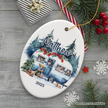 Carregar imagem no visualizador da galeria, Camping Personalized Ornament, Enchanted Frost Winter Christmas Gift With Custom Name and Date
