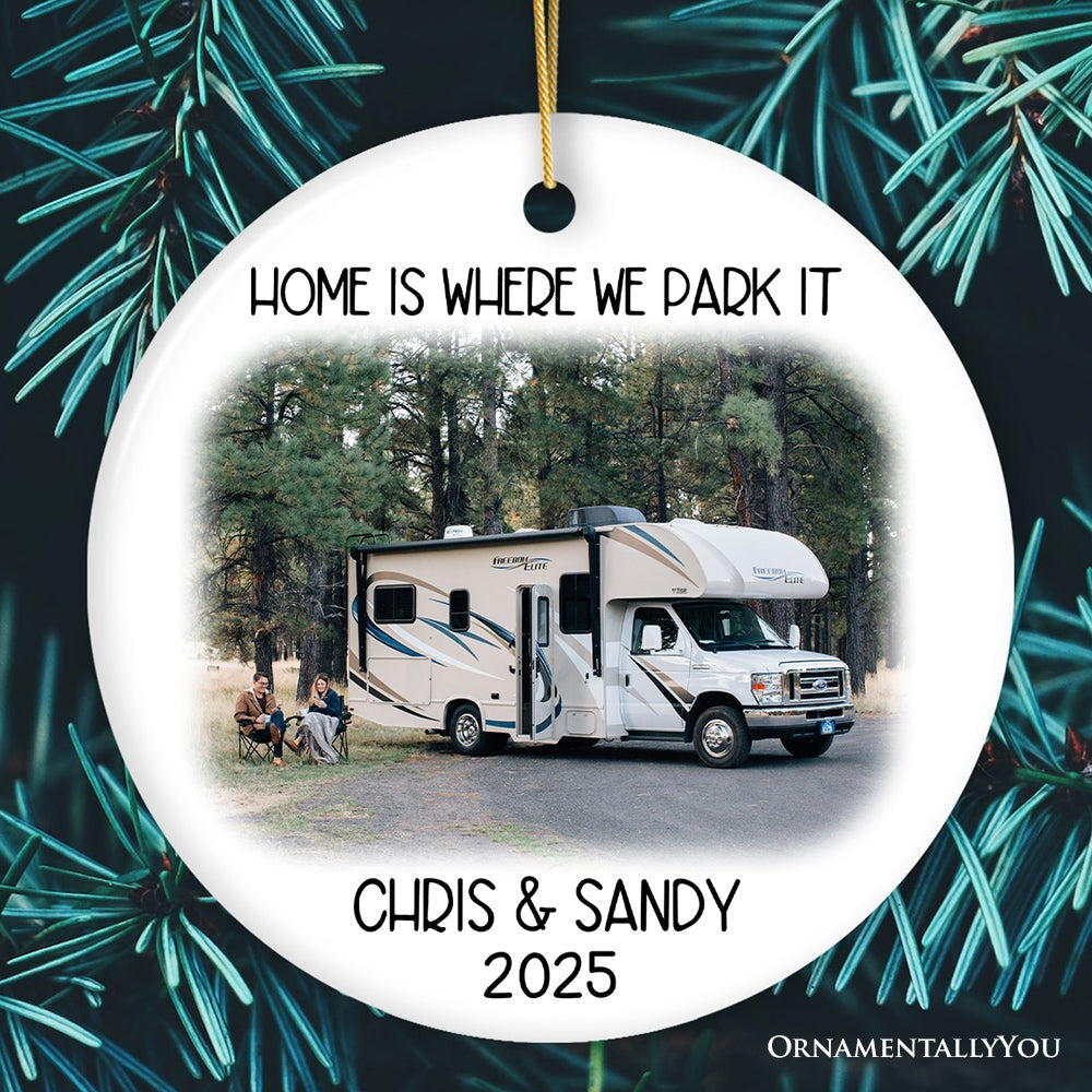 Camping Memory Photo Customized Ornament, Personalized Christmas Camper Gift