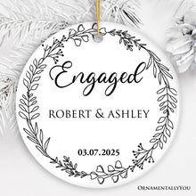 Carregar imagem no visualizador da galeria, Personalized Engaged Ornament With Custom Name and Date, Keepsake Gift for Couple
