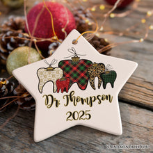 Load image into Gallery viewer, Dentist Buffalo Plaid  Personalized Christmas Ornament, Funny Dental Student Gift
