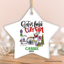 Carregar imagem no visualizador da galeria, Fashion Santa&#39;s Favorite City Girl Personalized Christmas Ornament, Adventurous Urban Lifestyle Custom Gift
