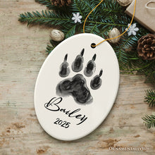 Carregar imagem no visualizador da galeria, Watercolor Dog Paw Personalized Ornament With Custom Name Gift
