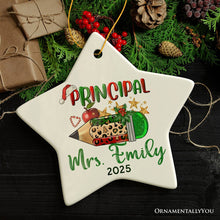 Carregar imagem no visualizador da galeria, Holiday Pencil Art Personalized School Principal Christmas Ornament
