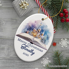 Carregar imagem no visualizador da galeria, Magical Christmas Story Book, Watercolor Personalized Ornament

