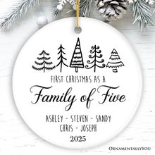 Carregar imagem no visualizador da galeria, Family of Five Christmas Personalized Ornament, New Baby Custom Gift
