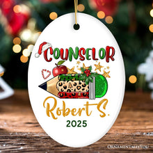 Carregar imagem no visualizador da galeria, Holiday Pencil Art Personalized School Counselor Christmas Ornament
