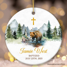 Load image into Gallery viewer, Personalized Baptism Keepsake Ornament for Godson, Watercolor Bear Custom Christening Gift for Goddaughter
