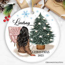 Carregar imagem no visualizador da galeria, Lovely Women’s Customizable Christmas Ornament Gift, Personalized Hair, Name, and Outfit
