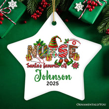 Carregar imagem no visualizador da galeria, Santa’s Favorite Nurse Elf Personalized Christmas Ornament, Custom Nursing Present

