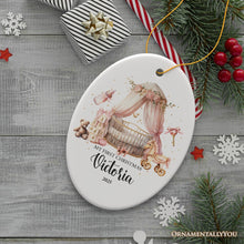 Carregar imagem no visualizador da galeria, Personalized Baby Girl First Christmas Ornament, Treasured Newborn Holiday Debut Gift
