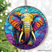 Carregar imagem no visualizador da galeria, Forest Giants Elephant Stained Glass Style Ceramic Ornament, Safari Animals Christmas Gift and Decor
