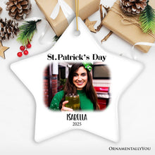 Carregar imagem no visualizador da galeria, St Patrick’s Day Customized Tree Ornament with Picture Upload, Personalized Family St Patty’s Gift
