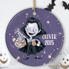 Load image into Gallery viewer, Spooky Vampire Boy Trick or Treat Custom Halloween Ornament

