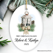 Carregar imagem no visualizador da galeria, Simply Elegant Engaged or Married First Christmas Personalized Ornament, Newlyweds or Marriage Proposal Gift

