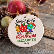 Carregar imagem no visualizador da galeria, Festive Santa’s Favorite Paraprofessional Personalized Christmas Ornament, Custom Educational Assistant Gift
