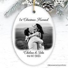 Carregar imagem no visualizador da galeria, First Christmas Married Personalized Photo Ornaments, Mr And Mrs Wedding Gift
