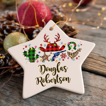 Carregar imagem no visualizador da galeria, Personalized Buffalo Plaid Gunslinger Western Cowboy Style Christmas Ornament
