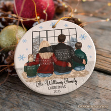 Cargar imagen en el visor de la galería, Family of Four Personalized Winter Theme Christmas Ornament

