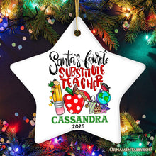 Carregar imagem no visualizador da galeria, Heartfelt Santa's Favorite Substitute Teacher Personalized Christmas Ornament, School Professor Appreciation Custom Gift
