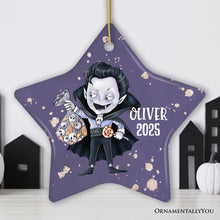 Load image into Gallery viewer, Spooky Vampire Boy Trick or Treat Custom Halloween Ornament
