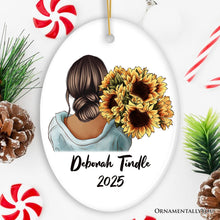 Load image into Gallery viewer, Small Town Girl with Sunflowers Personalized Ornament Gift, Farmhouse Christmas Tree Decor
