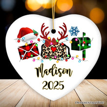 Carregar imagem no visualizador da galeria, Personalized Postal Worker Buffalo Plaid Leopard Merry Christmas Ornament Gift
