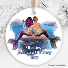 Load image into Gallery viewer, Best Friends Artistic Female Mermaids Ornament, Personalized Girls Gift
