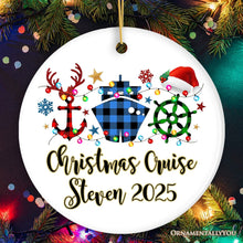 Carregar imagem no visualizador da galeria, Personalized Cruise Vacation Buffalo Plaid Leopard Merry Christmas Ornament Gift
