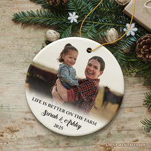Carregar imagem no visualizador da galeria, Farm Family Memories for the Fall and Autumn Personalized Photo Ornament, Customized Farmhouse Keepsake Gift
