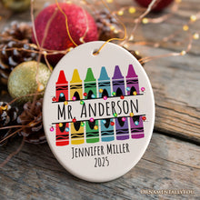 Carregar imagem no visualizador da galeria, Teacher Personalized Christmas Ornament, School Theme Appreciation Gift
