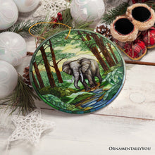 Load image into Gallery viewer, Gentle Giants Elephant Stained Glass Style Ceramic Ornament, African Animals Christmas Gift and Decor
