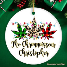 Carregar imagem no visualizador da galeria, Personalized Marijuanna Buffalo Plaid Leopard Merry Christmas Ornament Cannabis Gift
