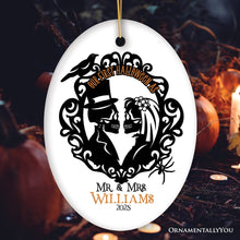 Carregar imagem no visualizador da galeria, Gothic First Halloween Married Custom Ornament, Skeleton Couple Wedding Personalized Gift
