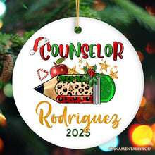 Carregar imagem no visualizador da galeria, Holiday Pencil Art Personalized School Counselor Christmas Ornament
