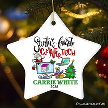 Carregar imagem no visualizador da galeria, Joyful Santa's Favorite Computer Tech Personalized Ornament, Custom Technology Worker Holiday Gift
