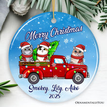 Carregar imagem no visualizador da galeria, Personalized Christmas Cat Family  Ornament, Up to Three Kittens with Names
