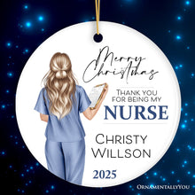 Carregar imagem no visualizador da galeria, Nurse Appreciation Gift Personalized Ornament, Custom Retirement, Student or Nursing Practitioner Small Christmas Present

