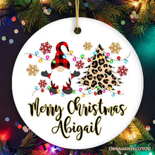 Carregar imagem no visualizador da galeria, Personalized Gnome Plaid Leopard Merry Christmas Ornament Gift
