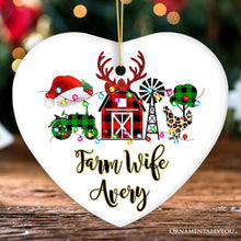 Carregar imagem no visualizador da galeria, Personalized Farm Buffalo Plaid Leopard Merry Christmas Ornament, Farmhouse Gift
