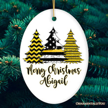 Load image into Gallery viewer, Dispatcher Flag Tree Personalized Ornament, Yellow Line 911 Appreciation Retirement Gift
