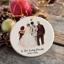 Carregar imagem no visualizador da galeria, Bride and Groom with Parents Wedding Gift Ornament Personalized
