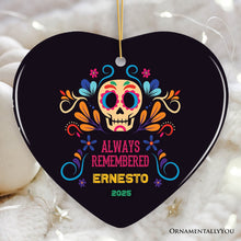 Cargar imagen en el visor de la galería, Colorful &amp; Thoughtful Day of the Death Personalized Ornament, Mexican Skull Memorial Keepsake Gift
