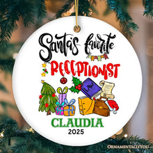 Cargar imagen en el visor de la galería, Festive &amp; Unique Santa’s Favorite Receptionist Personalized Christmas Ornament, Hospitality Worker or Secretary Appreciation Gift
