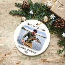 Carregar imagem no visualizador da galeria, Personalized Fishing Keepsake Ornament Gift, Catch of the Year Photo
