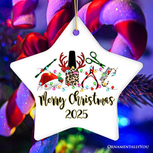 Carregar imagem no visualizador da galeria, Personalized Nail Tech Buffalo Plaid Leopard Merry Christmas Ornament, Pedicure Gift
