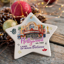 Carregar imagem no visualizador da galeria, Hollywood the Land of Make Believe Artwork Ceramic Ornament, A Thespian’s Dream of Being Famous, California Gift
