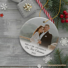 Carregar imagem no visualizador da galeria, Personalized Engagement Photo Ornament, First Christmas Married, Marriage Ceremony Gift
