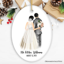 Carregar imagem no visualizador da galeria, Bride and Groom Wedding Married Couple Gift Ornament Personalized
