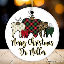 Load image into Gallery viewer, Dentist Buffalo Plaid  Personalized Christmas Ornament, Funny Dental Student Gift
