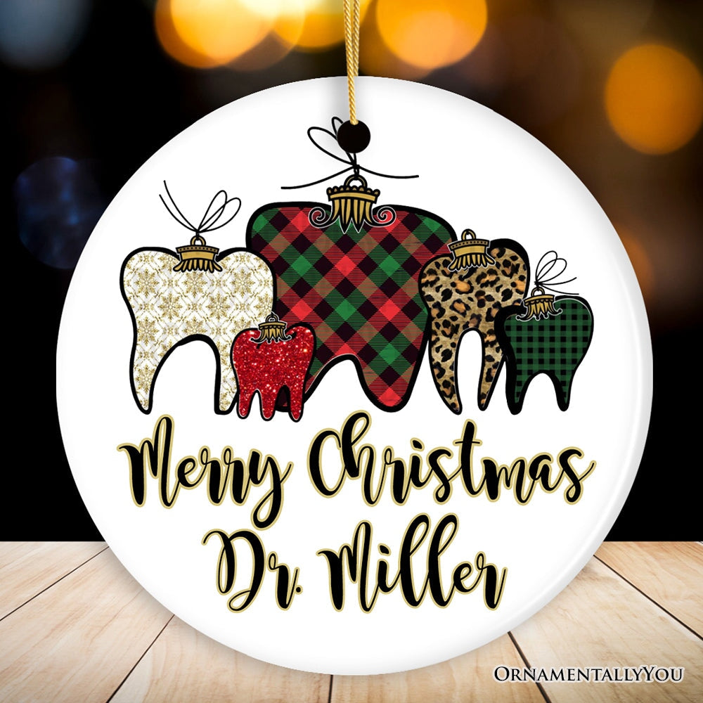 Dentist Buffalo Plaid  Personalized Christmas Ornament, Funny Dental Student Gift